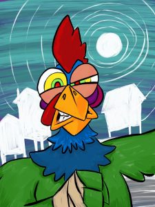 Ray brings us a digitally Painted Crazy Eyed Rooster for your enjoyment