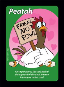 Peatah, a Rooster used to play the game Oh Cluck!