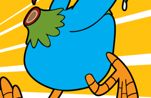 Mike, the headless chicken (rooster) in Oh Cluck! The debut card game from Foolish Media LLC