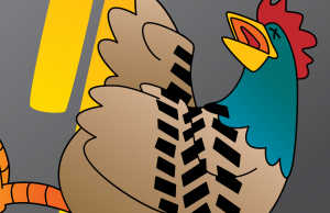 Roadkill, is a Rooster you can use to dominate your opponents in Oh Cluck!, the debut game from Foolish Media