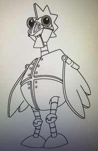 Seth, imported into Illustrator, and inked. His form has been finalized and defined
