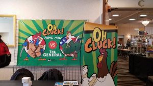 Con on the Cob, Foolish Media's booth for Oh Cluck!