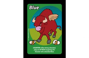Blue is the largest "Rooster" you can have in the Party Card Game Oh Cluck! from Foolish Media LLC