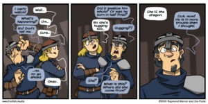 Two Guards, eager to watch Daryl get eaten by a Dragon are more mortified than they thought they'd be.