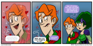 Smitten by his very presence, Jenny seems to be having a hard time concentrating on what Daryl is actually saying.